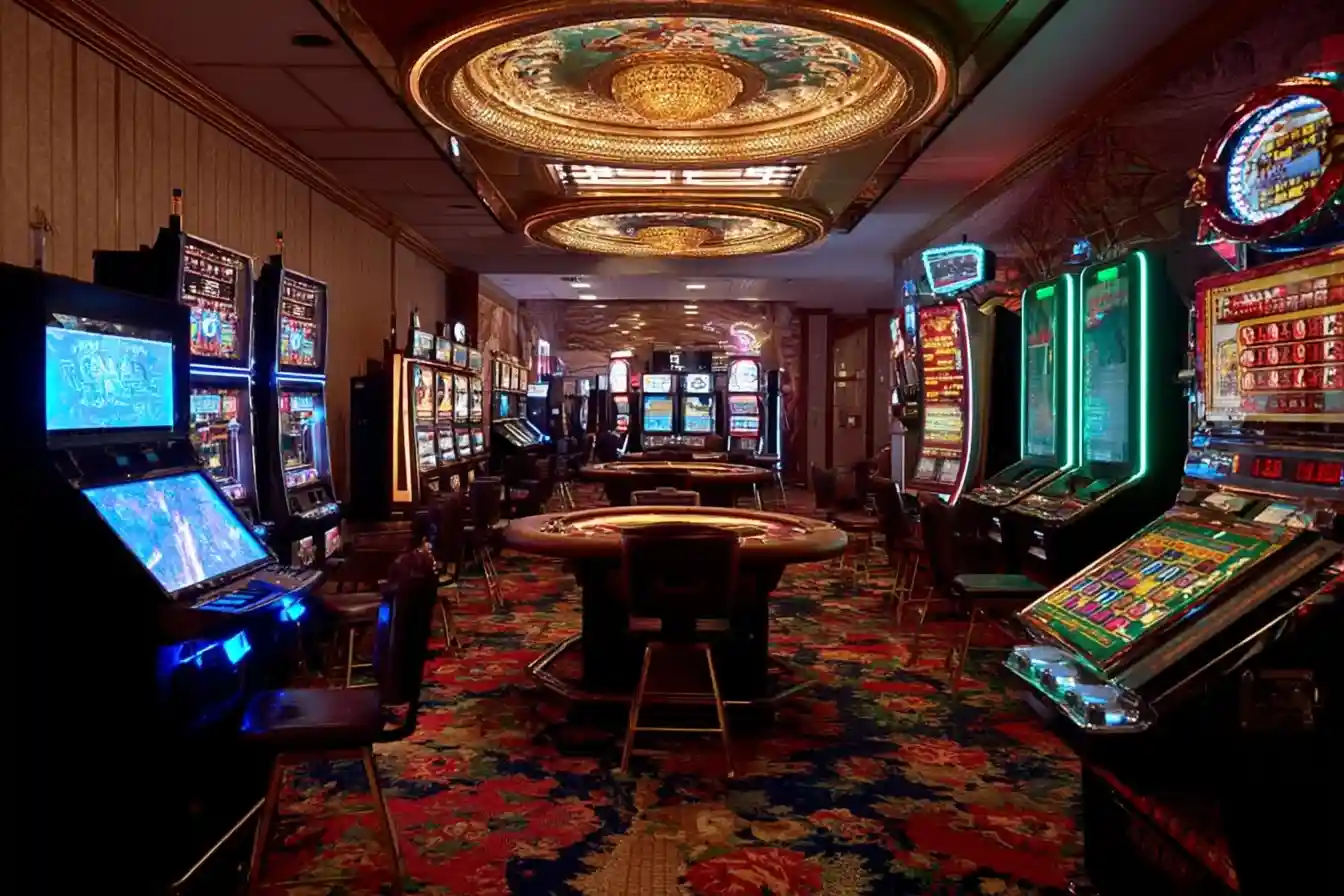 Colorful progressive slot machine in a casino
