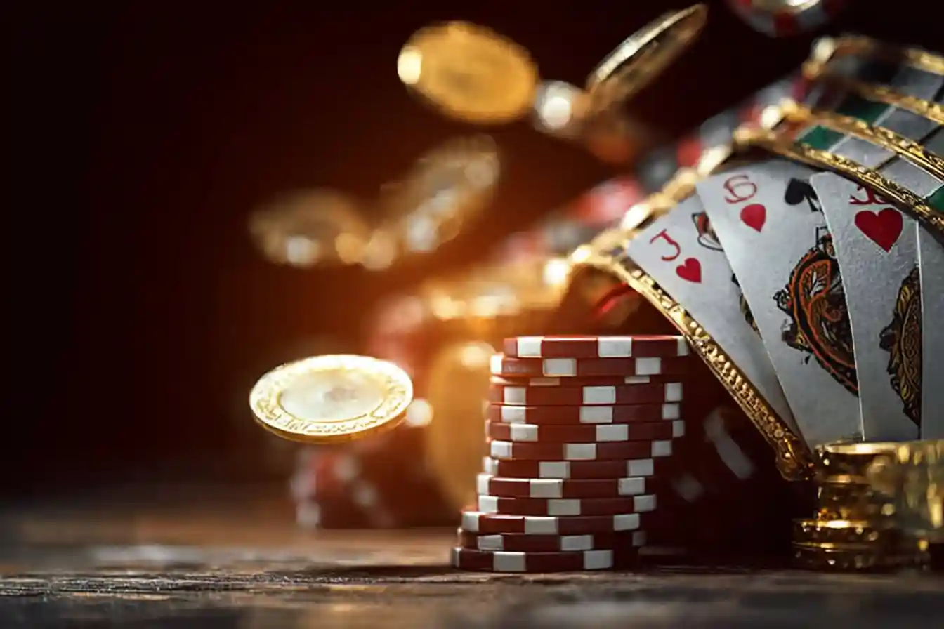 Illustration of a Progressive Slot Machine in a Casino Setting